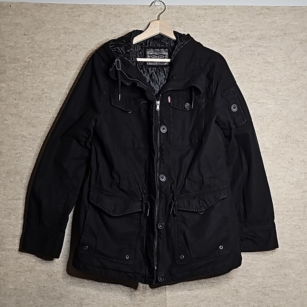 Levi's® Strauss Womens Hooded Midweight Canvas, Quilt-Lined Anorak Jacket Lg